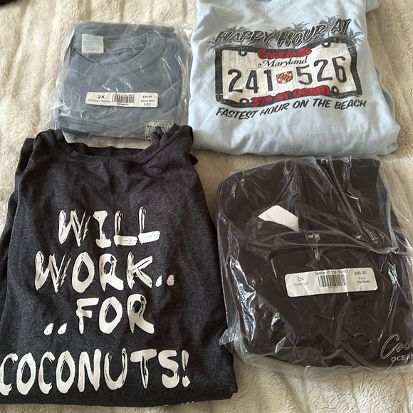 Ocean City MD Coconuts Bundle Zip Up Hoodie Long & Shott Sleeve Shirts NIP - Picture 1 of 11